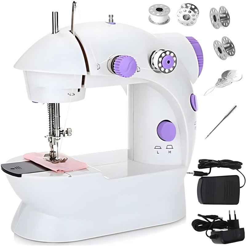 Retoo Mini Machine À Coudre Portable, Facile À Utiliser Et Pratique, Rétroéclairage LED, Deux Vitesses De Couture, Pieds Antidér