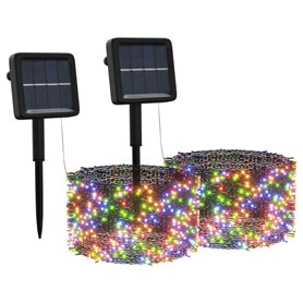 vidaXL 2x Lampes Solaires Décoration de Noël Guirlandes Lumineuses Solaires Décoration de Vacances Jardin 2x200 LED Colorées Int