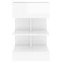 vidaXL Tables de Chevet 2 pcs, Armoires de Nuit avec Rangement, Armoires de Lit, Meubles de Chambre, Scandinave, Blanc Brillant 