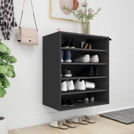 vidaXL - Schuhregale & -schränke - Schuhschrank Schwarz 60x35x70 cm Spanplatte