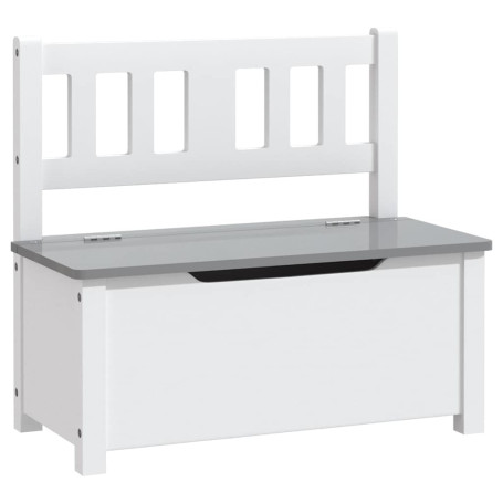 vidaXL Banc de Rangement pour Enfants Coffre de Rangement Banc de Stockage Chambre à Coucher Maison Intérieur Blanc et Gris 60x3