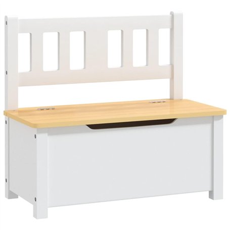 vidaXL Banc de Rangement pour Enfants Coffre de Rangement Banc de Stockage Chambre à Coucher Maison Intérieur Blanc et Beige 60x