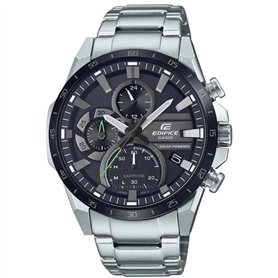 Casio Montre Quartz Homme 46.00mm avec Cadran Noir analogique et Bracelet en Bracelet en Acier Argent EFS-S620DB-1AVUEF