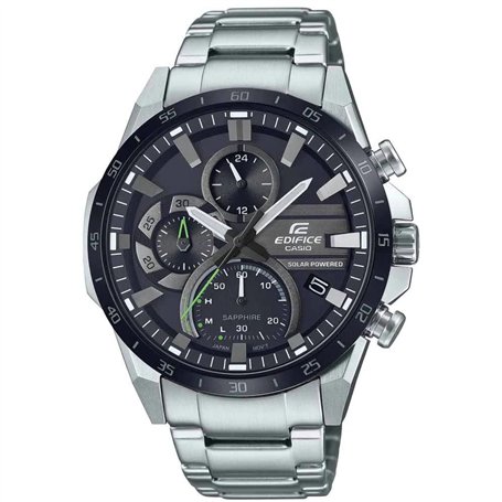 Casio Montre Quartz Homme 46.00mm avec Cadran Noir analogique et Bracelet en Bracelet en Acier Argent EFS-S620DB-1AVUEF