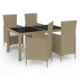 vidaXL Mobilier à Dîner de Jardin 5 pcs avec Coussins Ensemble de Salle à Manger Table et Chaises de Repas de Terrasse Patio Rés