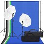 vidaXL Kit de Studio Photo avec Éclairage et Toile de Fond Lumière de Photographie Système de Fond Kit de Support de Fond Sac de