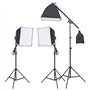 vidaXL Kit de Studio Photo avec Éclairage et Toile de Fond Lumière de Photographie Système de Fond Kit de Support de Fond Sac de
