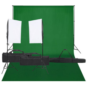 vidaXL Kit de Studio Photo avec Éclairage et Toile de Fond Lumière de Photographie Système de Fond Kit de Support de Fond Sac de