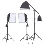 vidaXL Kit de Studio Photo avec Ensemble d'Éclairage Lumière de Photographie Système de Fond Kit de Support de Fond Sac de Trans