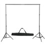 vidaXL Kit de Studio Photo avec Éclairage et Toile de Fond Lumière de Photographie Système de Fond Kit de Support de Fond Sac de