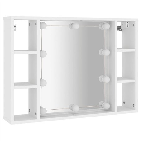 vidaXL Armoire à Miroir avec LED Armoire Murale Armoire de Salle de Bain Meuble de Rangement Armoire de Rangement Blanc 76x15x55