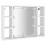 vidaXL Armoire à Miroir avec LED Armoire Murale Armoire de Salle de Bain Meuble de Rangement Armoire de Rangement Blanc 76x15x55