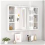 vidaXL Armoire à Miroir avec LED Armoire Murale Armoire de Salle de Bain Meuble de Rangement Armoire de Rangement Blanc 76x15x55