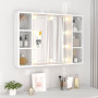 vidaXL Armoire à Miroir avec LED Armoire Murale Armoire de Salle de Bain Meuble de Rangement Armoire de Rangement Blanc 76x15x55