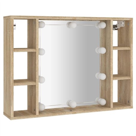 vidaXL Mobile a Specchio con LED Rovere Sonoma 76x15x55 cm