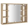 vidaXL Mobile a Specchio con LED Rovere Sonoma 76x15x55 cm