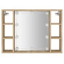 vidaXL Mobile a Specchio con LED Rovere Sonoma 76x15x55 cm