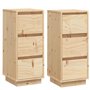 Credenze 2 pz 32x34x75 cm in Legno Massello di Pino