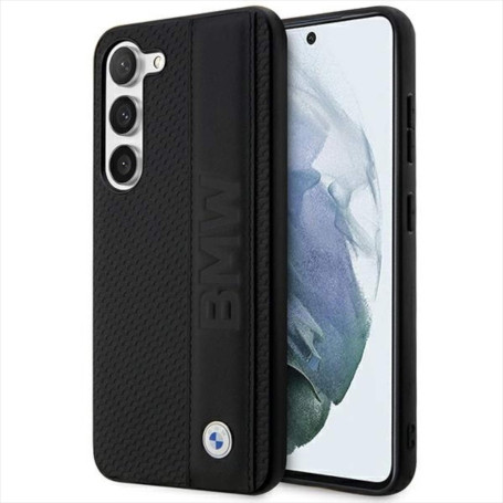 Coque pour BMW BMHCS23S22RDPK S23 S911 Noir Étui rigide en cuir texturé et rayé
