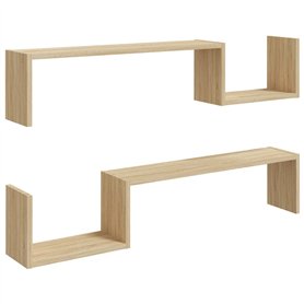 vidaXL Mensole a Muro 2 pz Rovere Sonoma 100x15x20 cm Truciolato