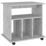 Mobiletto con Rotelle Grigio Cemento 60x45x60 cm in Truciolato