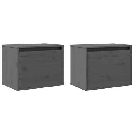 Pensili Grigi 2 pz 45x30x35 cm in Legno Massello di Pino