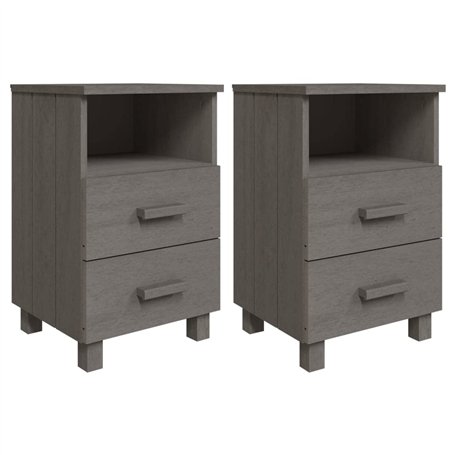 vidaXL Comodini HAMAR 2 pz Grigio Chiaro 40x35x62 cm Legno di Pino