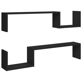 Étagères murales 2 pcs Noir 100x15x20 cm Aggloméré