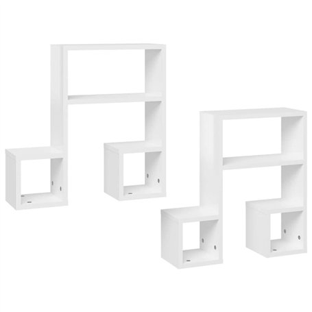 Étagères murales 2 pcs Blanc brillant 50x15x50 cm Aggloméré