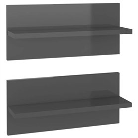 Mensole a Muro 2 pz Grigio Lucido 40x11