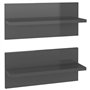 Mensole a Muro 2 pz Grigio Lucido 40x11