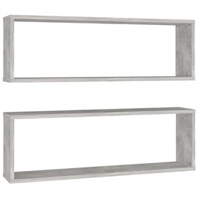 Étagères cube murales 2 pcs Gris béton 80x15x26