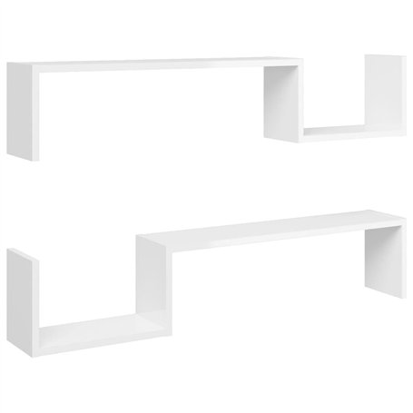 Étagères murales 2 pcs Blanc brillant 100x15x20 cm Aggloméré