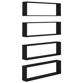 vidaXL Mensole Parete a Cubo 4 pz Nero 100x15x30 cm in Truciolato