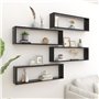 vidaXL Mensole Parete a Cubo 4 pz Nero 100x15x30 cm in Truciolato