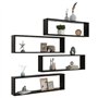 vidaXL Mensole Parete a Cubo 4 pz Nero 100x15x30 cm in Truciolato