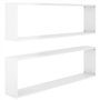 Mensole Parete a Cubo 2 pz Bianco Lucido 100x15x30cm Truciolato