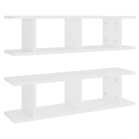 vidaXL 2X Etagères Murales Etagères Suspendues Etagères Flottantes Salon Chambre Salle de Séjour Intérieur Blanc 75x18x20 cm Boi