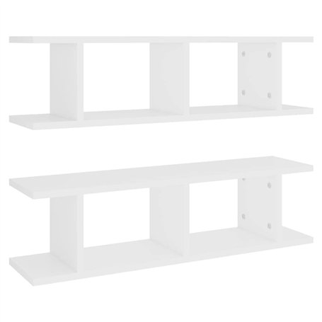 vidaXL 2X Etagères Murales Etagères Suspendues Etagères Flottantes Salon Chambre Salle de Séjour Intérieur Blanc 75x18x20 cm Boi