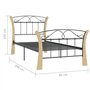 vidaXL Cadre de lit simple – Structure en métal noir durable avec bois de chêne massif 90 x 200 cm – Idéal pour la chambre à cou