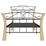 vidaXL Cadre de lit simple – Structure en métal noir durable avec bois de chêne massif 90 x 200 cm – Idéal pour la chambre à cou