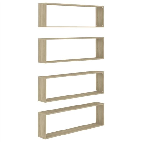 Étagères cube murales 4 pcs Chêne Sonoma 100x15x30 cm Aggloméré