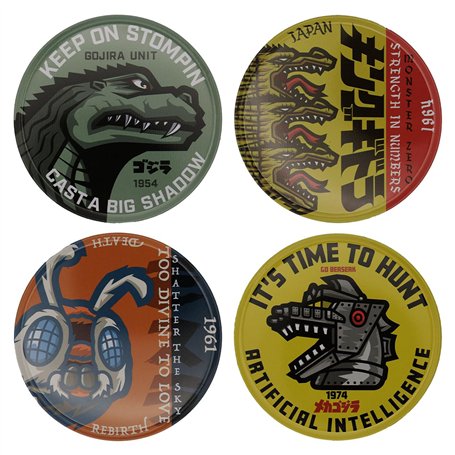 Godzilla Lot de 4 dessous de verre antidérapants imprimés