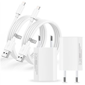 Chargeur iPhone Apple MFi Certifié et Câble iPhone 2M [Lot de 2]