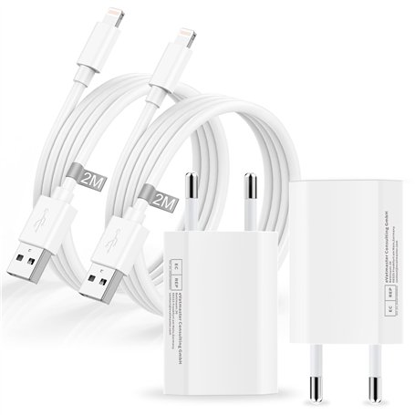 Chargeur iPhone Apple MFi Certifié et Câble iPhone 2M [Lot de 2]