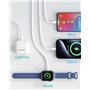 Chargeur Apple Watch, 4 en 2 Cable Apple Watch Chargeur Montre Apple Watch USB C Chargeur iWatch Apple avec Lightning/USB C/iWat