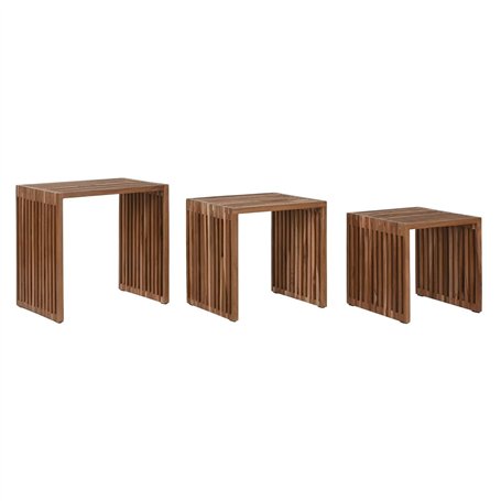 Home ESPRIT Jeu de 3 Tables Naturel Teck 40 x 40 x 40 cm