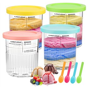 Lot de 4 Récipients à Crème Glacée de Rechange pour Ninja Creami Deluxe NC501/NC500 Series