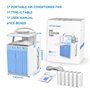 4 en 1 Rechargeable Mini Climatiseur Portable avec 6 Bacs à Glace