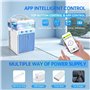 Refroidisseur d'air Portable, 4 en 1 Rechargeable Mini Climatiseur Portable avec 6 Bacs à Glace, Climatiseur Mobile via App Cont